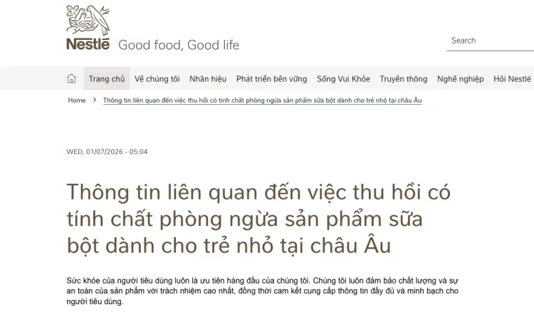 Thu hồi phòng ngừa: Cách Nestlé đối diện với rủi ro chuỗi cung ứng