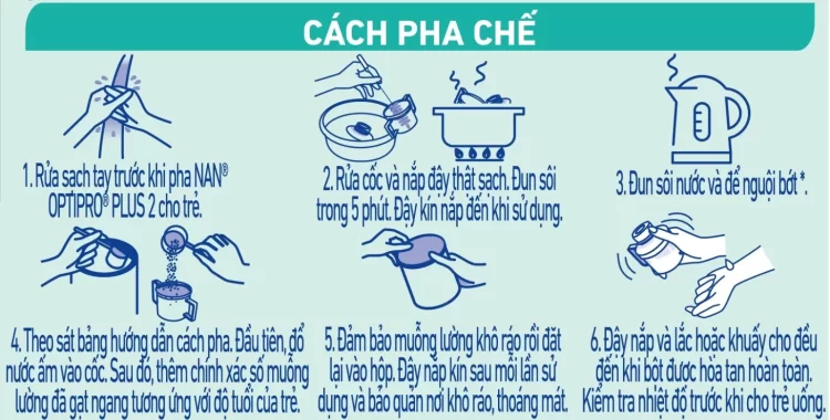 Cách pha sữa NAN số 2 chuẩn khoa học cho bé 6-12 tháng